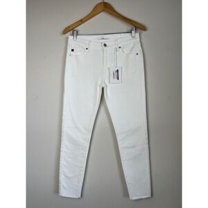 NWT KanCan White Mid Rise Skinny Ankle Jeans Old Money 9/28 Stretch Raw Hem
